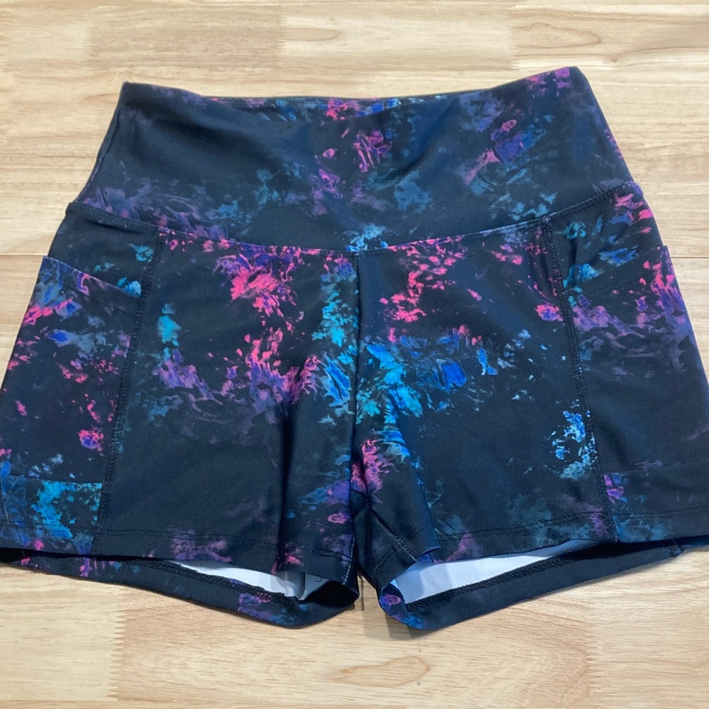 Marika Women's Black with Multicolor Pattern Athletic Shorts
